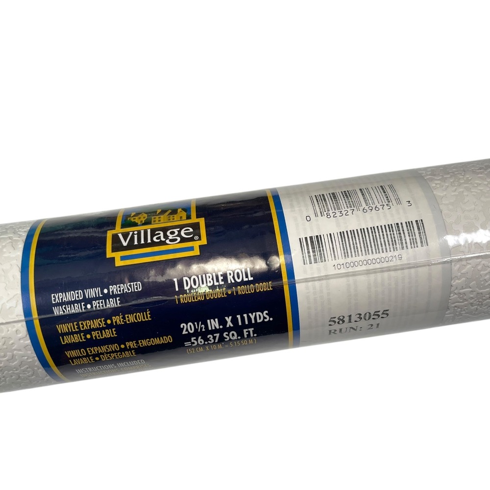 Village 56.37 Sq Ft White Wallpaper Textured Prepasted Expanded Vinyl Modern DIY